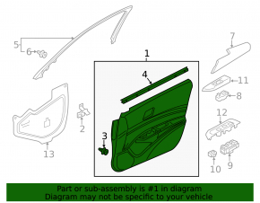 Door trim card front right Acura ILX 13-15 black