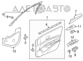 Door trim card front right Acura ILX 13-15 black