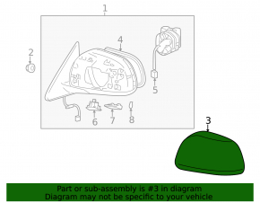 Side Mirror Cover Right Toyota Highlander 08-13