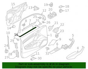 Front left inner door glass seal for Audi A3 8V 16-18 5d