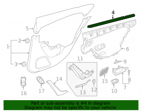 Inner glass seal for the rear left door of a Mercedes A-class V177 19-22