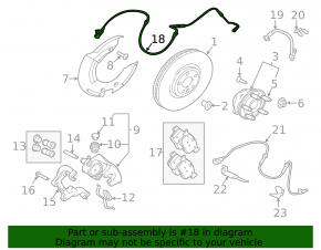 Front right brake pad wear sensor for Land Rover Range Rover Velar 18-26 (325mm and 349mm)