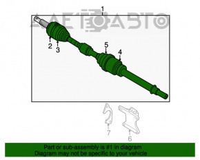Drive axle shaft front right Nissan Rogue 14-20 awd thread defect