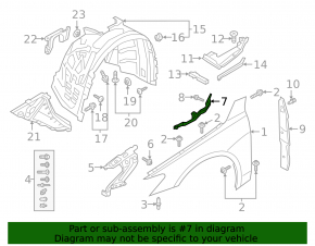 Front right wing bracket Audi A6 C8 19- upper