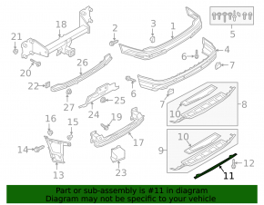 Rear bumper lip trim Audi Q7 16-19 black, structure
