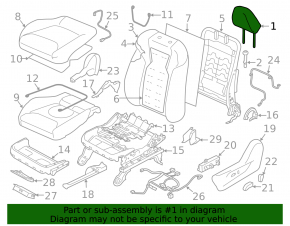Subaru Forester 19-24 SK front left headrest, gray cloth, for cleaning