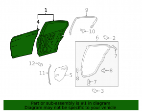 Door bare rear right Lexus GS300 GS350 GS430 GS450h 06-11