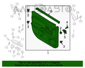 Door trim card front right Mitsubishi Outlander 14-15 black leather wood insert