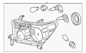 Headlight front right Toyota Sequoia 08-16 naked