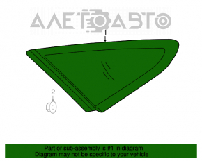 Window blind glass rear right Hyundai Sonata 15-19