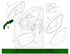 Left turn signal mirror for Audi A8 13-18