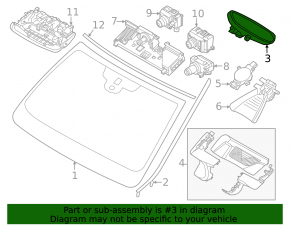 Interior mirror BMW X1 F48 16-22 for rain sensor, black, empty