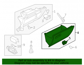 Glove box, glove compartment VW Golf 15-16 black
