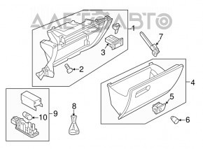 Glove box, glove compartment VW Golf 15-16 black
