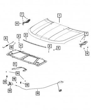 Right hood hinge for Jeep Compass 11-16