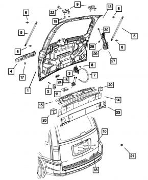Left tailgate shock absorber for Dodge Grand Caravan 11-20