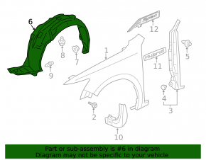 Front left fender liner Acura ILX 13-15 prerest