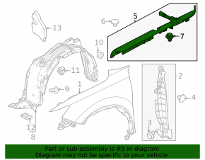 Left hood-wing seal for Honda CRV 23-26, broken mount