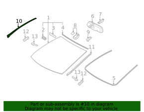 Windshield molding right Lexus CT200h 11-17