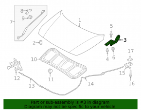 Right hood hinge for Hyundai Accent 18-23