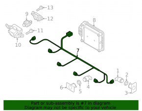 Audi Q3 83A 20-23 front bumper wiring for parking sensors and radar