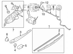 Windscreen wiper trapezoid with motor rear 5d Subaru Impreza 17-23 chip broken