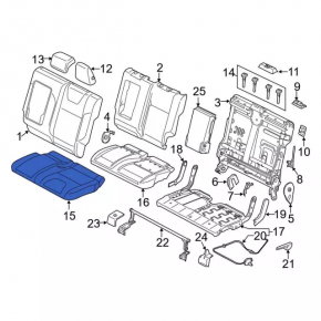 Rear seat cushion, 2nd row, left, Ford C-max MK2 13-18, gray leather, dry-cleanable, wrinkled