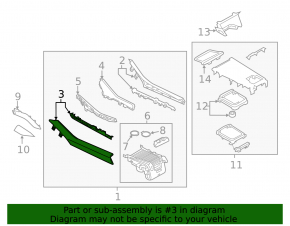 Mazda 6 18-21 center console trim, upper left side, black leather, gray stitching, rear, broken fasteners