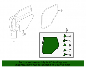 Mitsubishi Outlander 07-13 rear left door seal