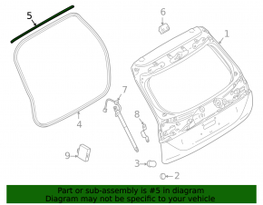 Upper rubber seal for the trunk door of a Mitsubishi Outlander 22-25