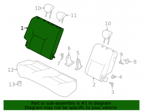Backrest of the rear row of seats, 2nd row, right, Nissan Kicks 18-24