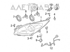 Left front headlight for Mazda3 MPS 09-13