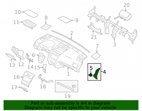 Front panel trim side right Subaru Forester 14-18 SJ black