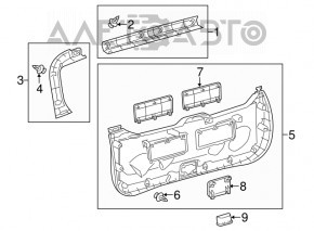 Lower trunk door trim Toyota Prius V 12-17 gray, butt