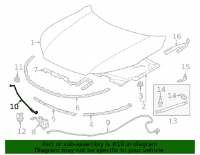 Support bonnet stop Honda Accord 13-17 no latch
