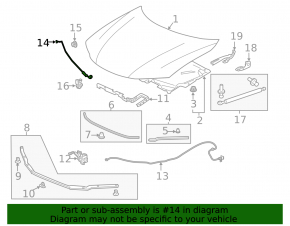 Support bonnet stop Honda Accord 13-17 no latch