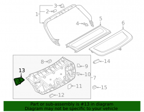 Left tailgate trim plug for Audi A5 F5 18-25 5D black, butt