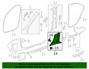 Center pillar trim lower left Mercedes W213 E 17-23 black