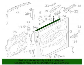 Molding door-glass central front right Ford C-max MK2 13-18 mat