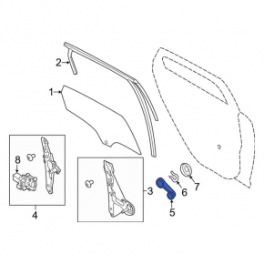 Rear left door window lift handle Ford Focus mk3 11-18 structure