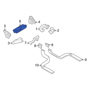 Ford Ecosport 18-22 center front air duct deflector, matte black