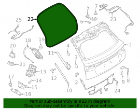 Rubber seal for the tailgate of the Land Rover Range Rover Velar 18-23