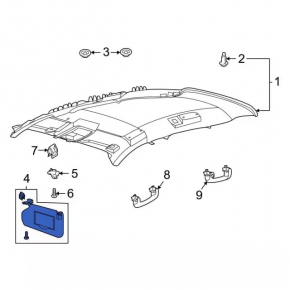 Right visor Ford Bronco Sport 21-25 without sunroof, gray with backlight