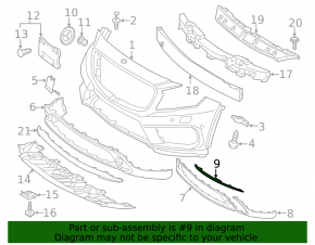 Molding adjustment front bumper Mercedes GLA 15-17 structure