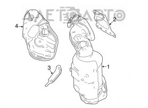 Exhaust manifold rear with catalytic converter Lexus RX450h 16-22 rusty, broken studs