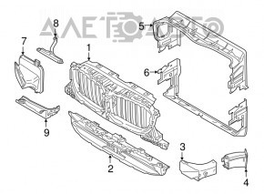 Upper radiator deflector BMW X3 G01 18-24 broken guide, missing fragment