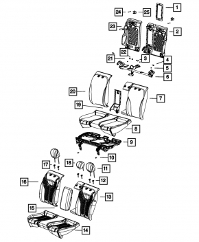 Left rear seat back for a 1996 Dodge Dart SXT, black, dry-cleanable, dented