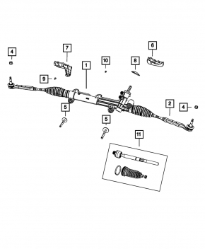 Steering rod left Chrysler 300 11-14 AWD CTR