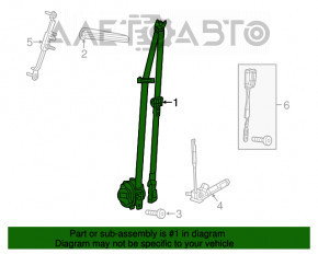 Jeep Cherokee KL 14-23 Black Passenger Seat Belt