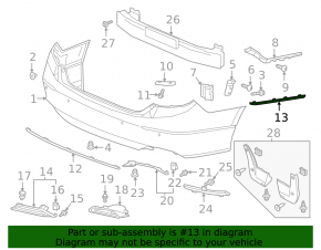 Rear bumper molding left Honda Accord 18-22 chrome